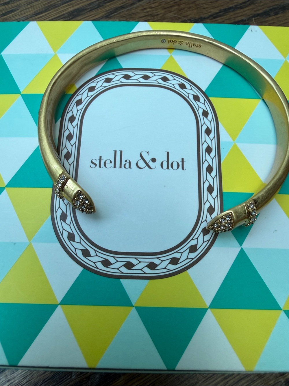 Stella & Dot Gold Crystal Snake-Head Cuff